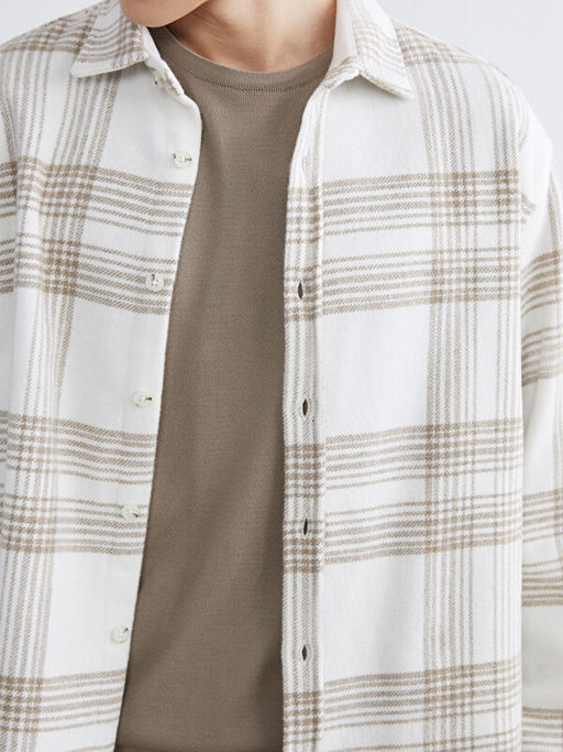 Regular Fit Uzun Kollu Ekose Erkek G?mlek Ceket