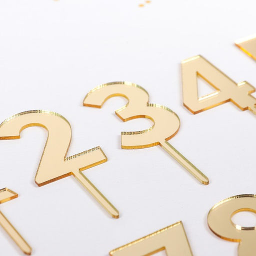 Набор топперов для торта Доляна Цифры, 10 шт, 83 см, цвет золотой  фото 3