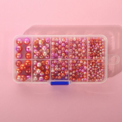 Набор бусин, в органайзере, d=4/5/6/8/10 мм, разноцветных