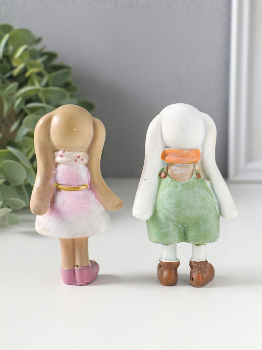 Набор фигурок 2 шт. полистоун «Зайчики-малыши нарядные», 5.5×3×9.5 см