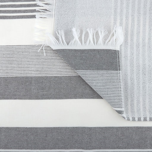 Полотенце махровое "Полосатый рейс" 70х140см, хлопок 100%, с бахромой, серый (Китай)