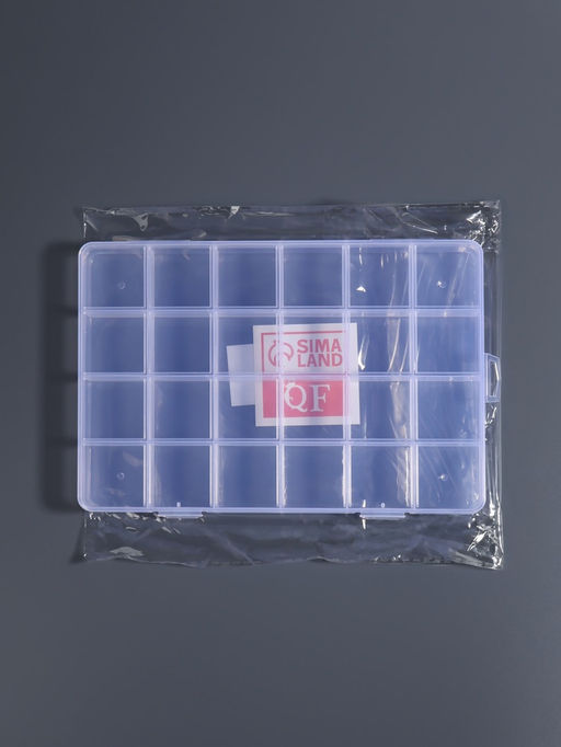 Органайзер для хранения мелочей, 24 ячейки, 19×13×1.8 см, прозрачный