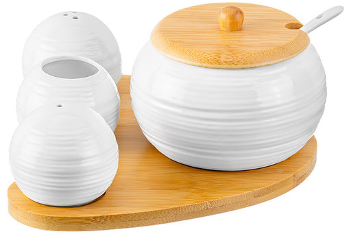 Набор 4 пр.-20*17*9 см Шелк- Сахарница+Вазочка под зубоч. и набор д/спец. 2 пр.на бам.подстав - Elan gallery фото 6