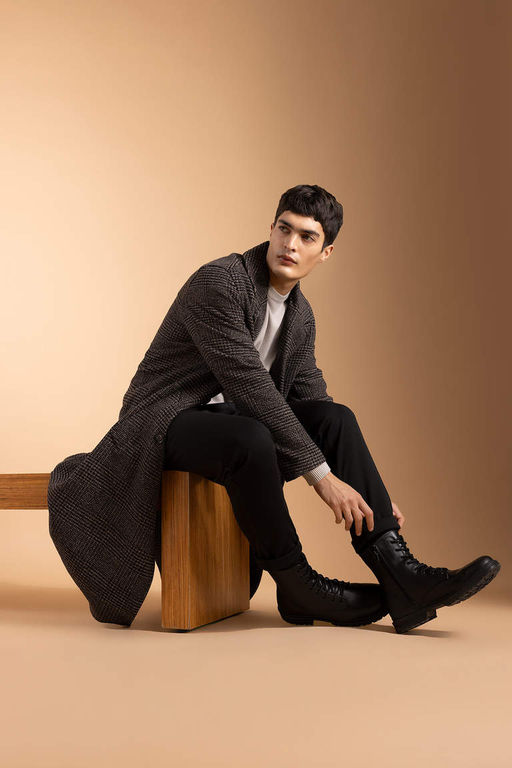 Мужские ботинки из искусственной кожи на толстой подошве со шнуровкой и молнией - Defacto фото 2