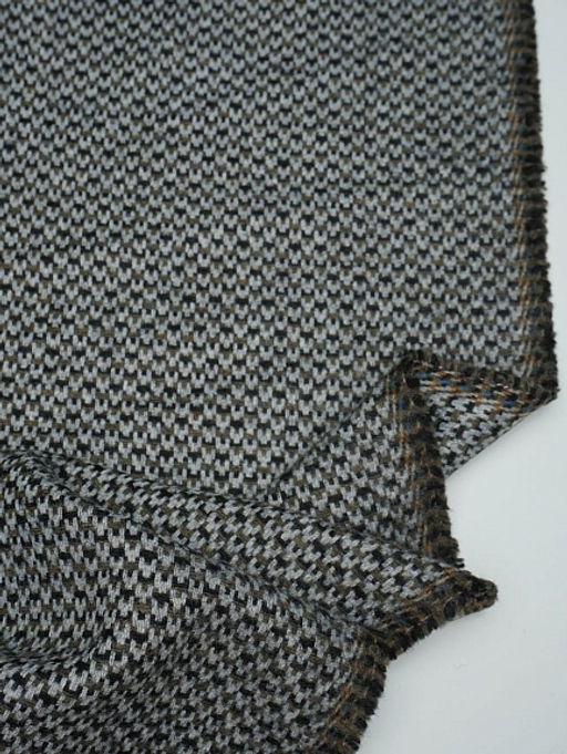 Шерсть пальтово-костюмная Твид Букле цв.серый/хаки, ш.1.55м, шерсть-50%, п/э-50%, 460гр/м.кв - Купава фото 10