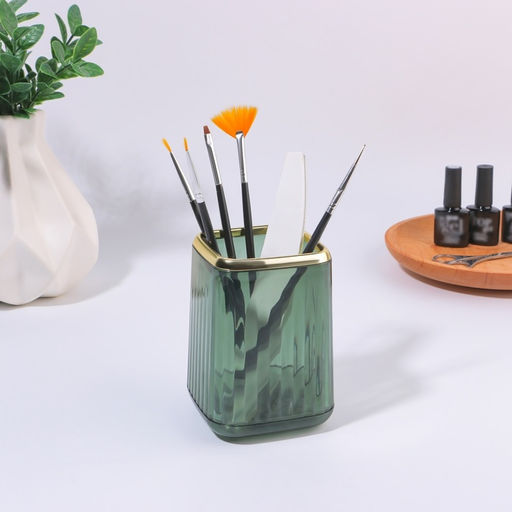 Органайзер - подставка для хранения косметики «GREEN», 11×8.2×8.2 см, зелёный/золотистый