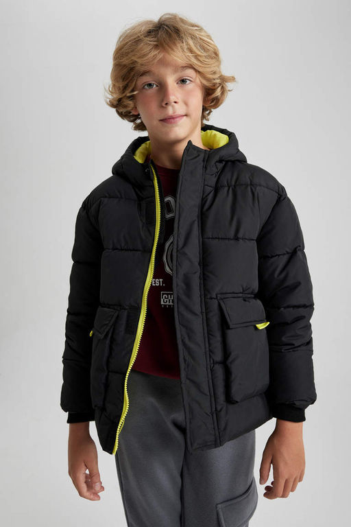 Водоотталкивающая куртка-пуховик с капюшоном для мальчиков - Defacto фото 3