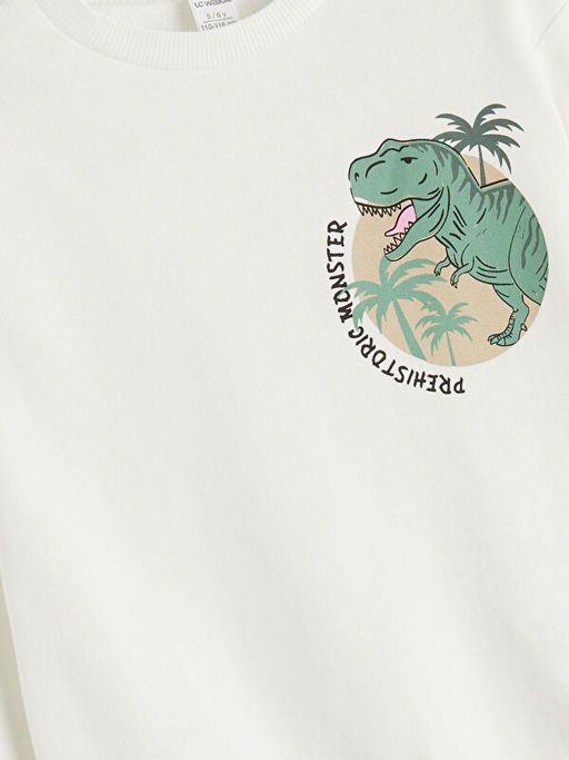 Bisiklet Yaka Bask?l? Erkek ?ocuk Sweatshirt