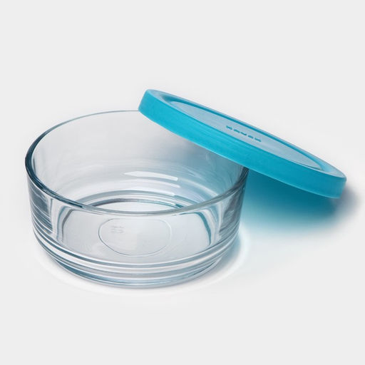 Цена за 2 шт. Контейнер для хранения продуктов ABAN min, 210 мл, стекло, голубой