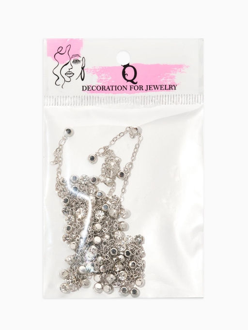 Цепочка со стразами 4 мм. L=100 см, мелкое плетение 2*1,8 мм, цвет серебро