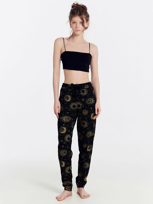 Брюки женские черные с созвездиями - Mark formelle фото 3