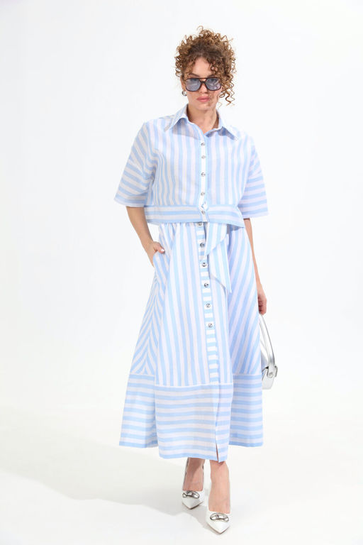 Рубашка NIKVA н959-1 бело-голубые полосы фото 5