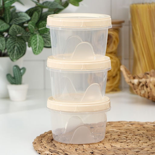 Набор банок для хранения продуктов «Фиджи», 3 шт., 700 мл, пластик, крышки МИКС