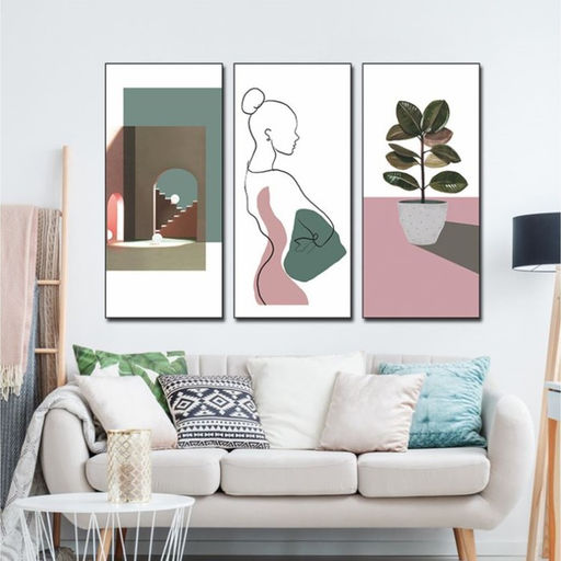 Наклейка интерьерная триптих «Абстракция. Девушк», набор 3 листа, 29.5×61 см