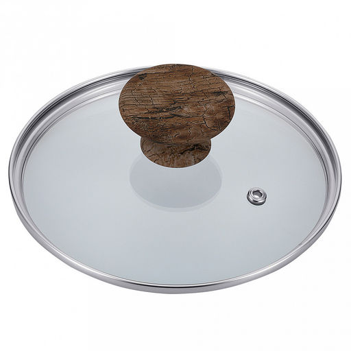 Ковш с двухслойным антипригарным покрытием "Moderno" 1,3л, д16см, h8см, s2,6мм, дно s3,1мм, стеклянная крышка, бакелитовая ручка с покрытием "soft-touch", имитирующим текстуру дерева, "Regent", цветная коробка (Китай) Подходит для всех видов плит, в