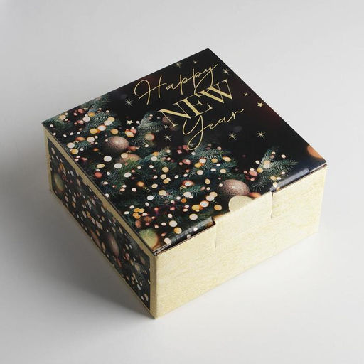 Цена за 2 шт. Коробка подарочная новогодняя складная Present, 15×15×7 см, Новый год