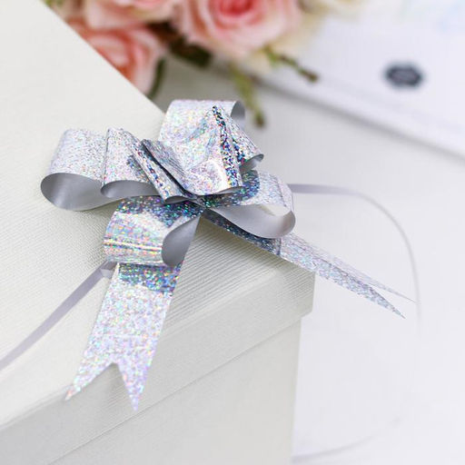 Цена за 10 шт. Бант-бабочка №3, серебро, голография - Simaland фото 4