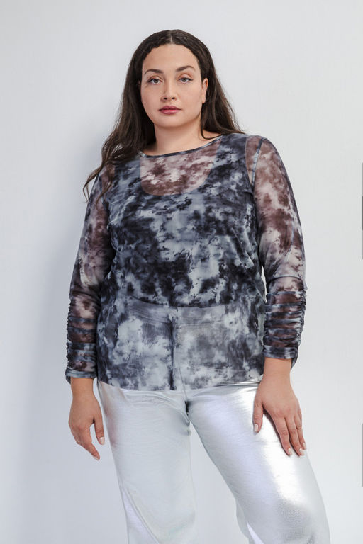 Блуза темно-серая с абстрактным принтом Averi