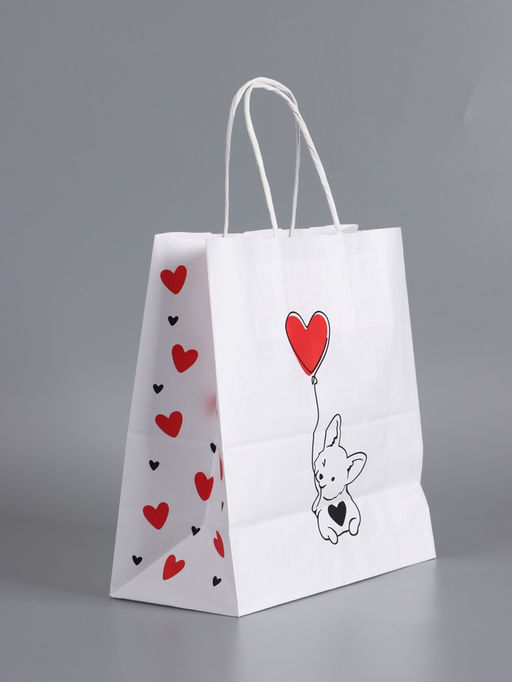 Пакеты подарочные крафт «С Днем Рождения», 22×12×25 см, набор 4 шт.