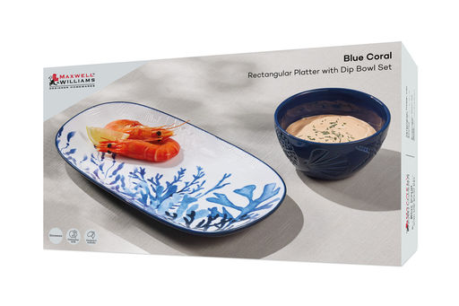 Набор, 2 пр, блюдо/салатник, керамика К, белое/синий, Синие кораллы, Blue Coral