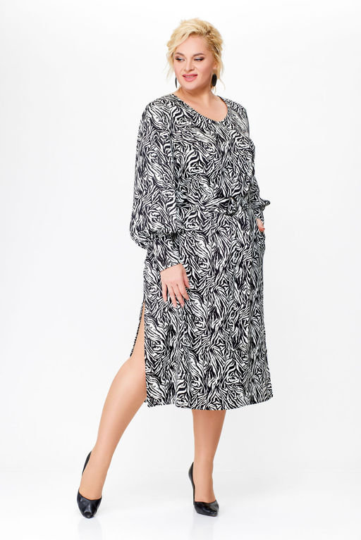 Платье Swallow 663.1 принт зебра черная