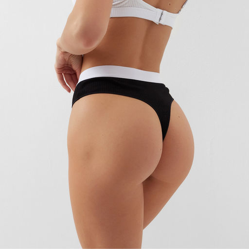 Трусы женские бразильяно MINAKU рубчик, набор 3 шт., размер 40-42, чёрные