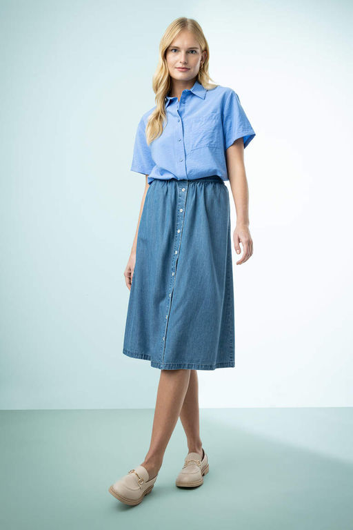 Джинсовая длинная юбка-трапеция - Defacto фото 3