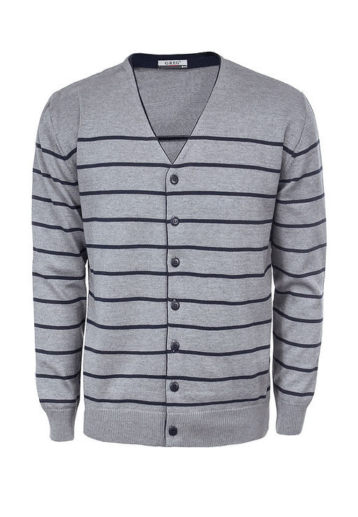 Кардиган мужской GREG G135-50-полоса (серый)  фото 2