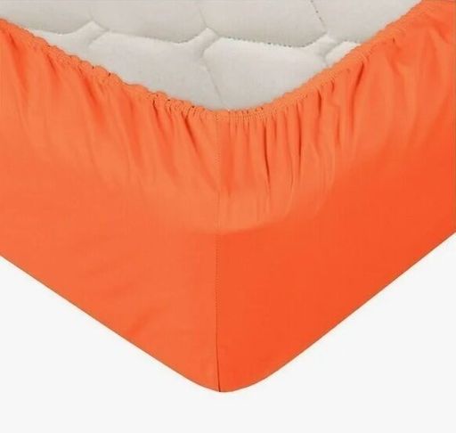 Трикотажная простыня на резинке (оранжевая) 200*200 см. хлопок 100% - Лен поволжья фото 2