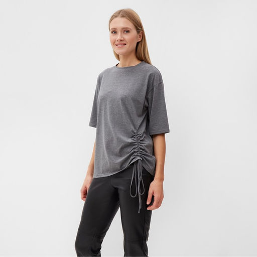 Футболка с кулиской женская MINAKU REGULAR FIT, серая, размер 42