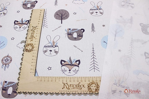 Бязь Индейцы - мордочки, (комп), СОРТ2, ш.1.5м, хлопок-100%, 120гр/м.кв - Купава фото 4