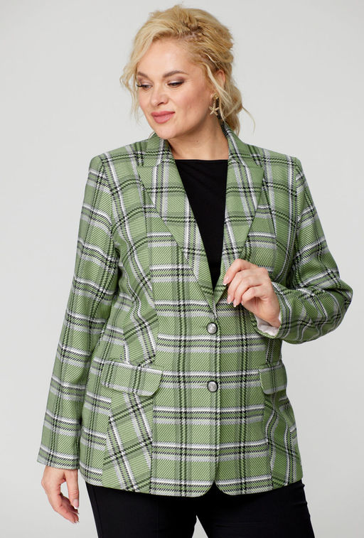 Жакет БелЭльСтиль 203 зеленая клетка фото 3