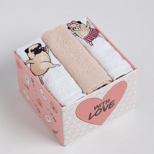 Набор полотенец Мопсики 30?30 см-3 шт., 100% хлопок 340 г/м? - Этель фото 3