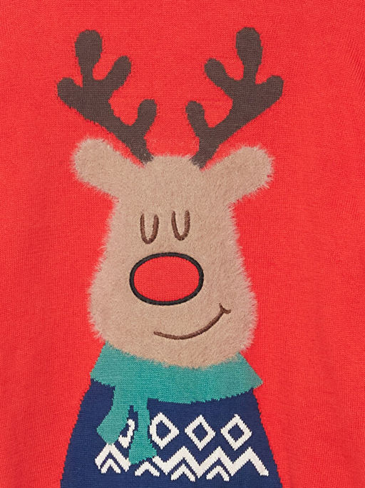 Bisiklet Yaka Uzun Kollu Y?lba?? Temal? Erkek Bebek Kazak