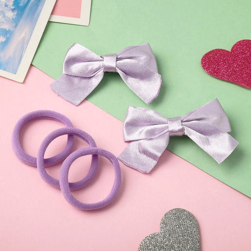 Набор для волос «Кокетка», 3 резинки, 2 зажима, атлас, сиреневый