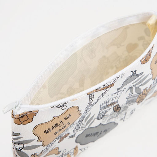 Цена за 3 шт. Косметичка-пенал на молнии, плоская, маленькая, с рисунком Париж, бежевая/серая - Simaland фото 3