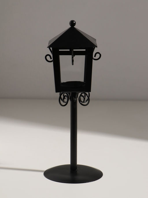 Подсвечник на 1 свечу «Фонарь», металл, чёрный, 24×9×9 см