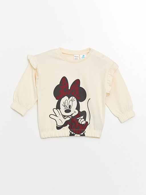 Bisiklet Yaka Uzun Kollu Minnie Mouse Bask?l? K?z Bebek Sweatshirt ve Tayt 2li Tak?m - Waikiki фото 2