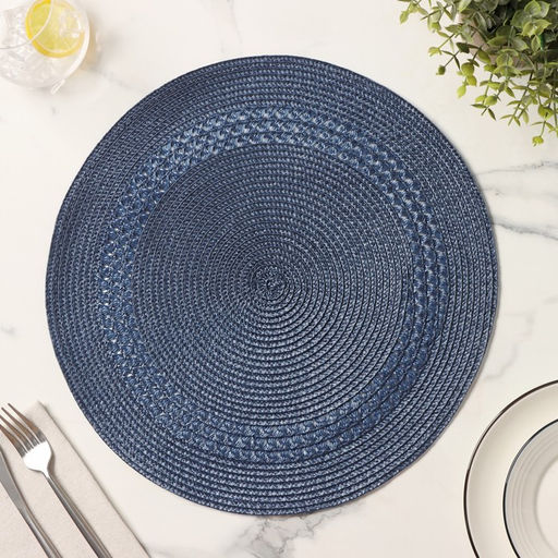 Салфетка сервировочная на стол Доляна Оскар, d=38 см, цвет синий  фото 5