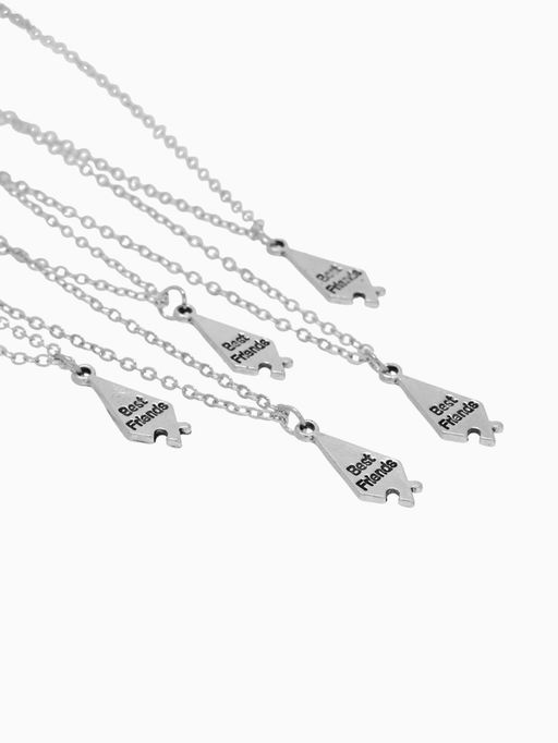 Кулоны парные на цепочке «Неразлучники. 5 пазлов», L=45 см, набор 2 шт. цвет серебро