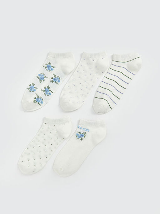 ?i?ekli Kad?n Patik ?orap 5li