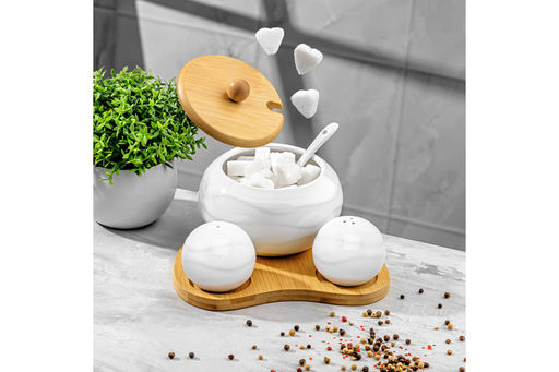 Набор Elan Gallery Айсберг волны сахарница 440 мл солонка перечница на подставке 16×17×8.5 см  фото 10