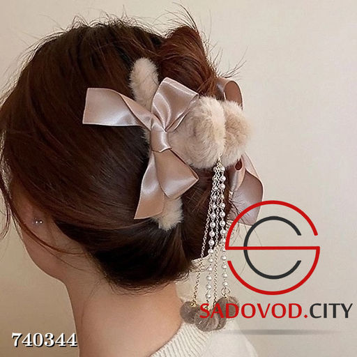 Крабик для волос с бантом и перламутровыми бусинами - Bruno фото 7