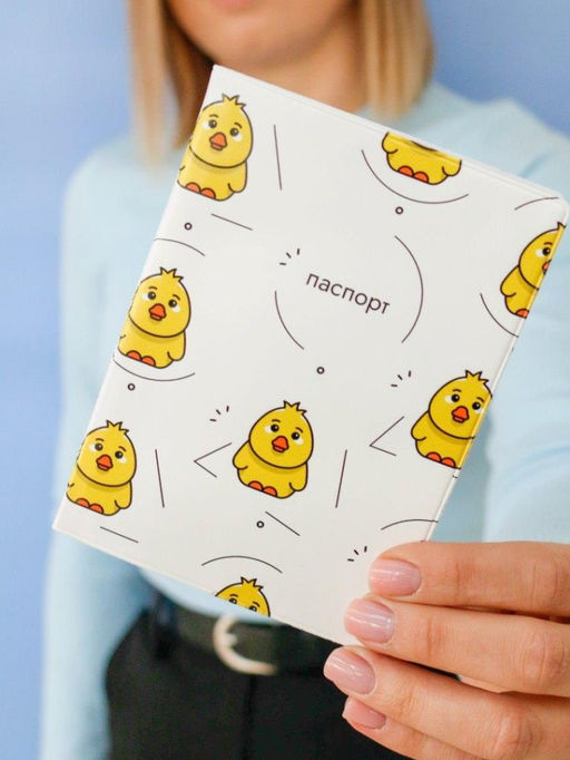 ОБЛОЖКА ДЛЯ ПАСПОРТА Crazy duck, white, плотность 600 мкм
