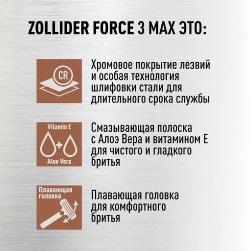 Zollider Force 3 MAX, одноразовые бритвенные станки 3 лезвия, 4 1 шт/ Zollider Force 3 MAX, triple blade disposable razors, 4 1 pcs  фото 3