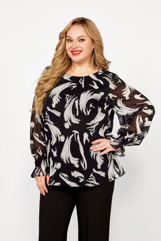 Блуза Swallow 803.2 черный+серебряный узор фото 31