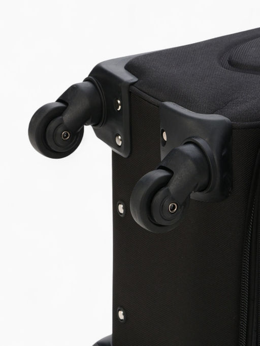 Чемодан на колёсах маленький 45 л (S), на молнии, с увеличением, кодовый замок, 4 колеса, чёрный