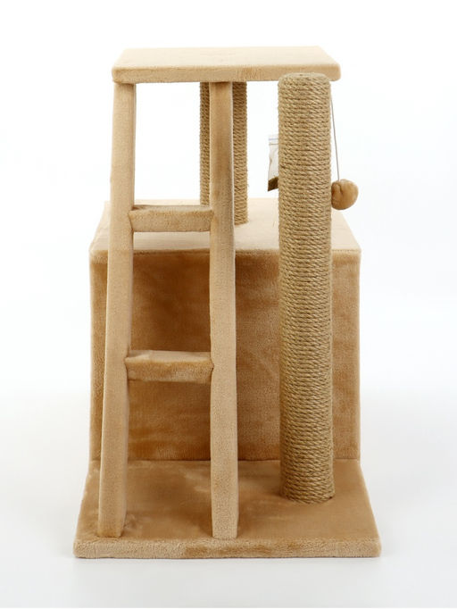 Домик для кошек с когтеточкой «Домосед», с лестницей и площадкой, 60×35×56 см, бежевый