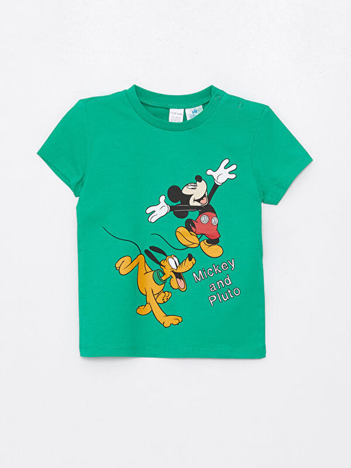 Bisiklet Yaka K?sa Kollu Mickey Mouse Bask?l? Erkek Bebek ?ortlu Pijama Tak?m? - Waikiki фото 2