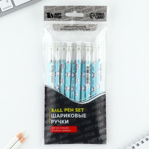 Цена за 10 шт. Ручка пластик шариковая, синяя паста, 0,5 мм Пандастик - Artfox фото 2